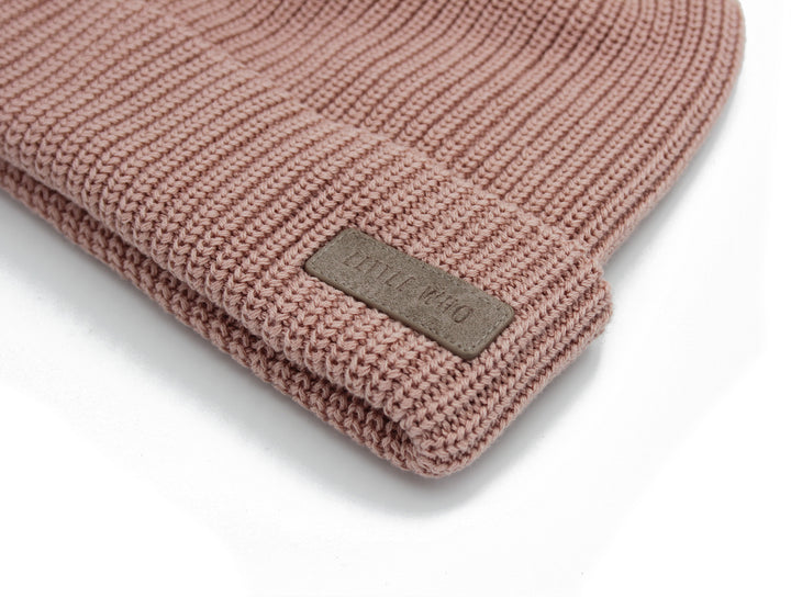 Mütze Kids Rose Quartz mit Eule in Grobstrick